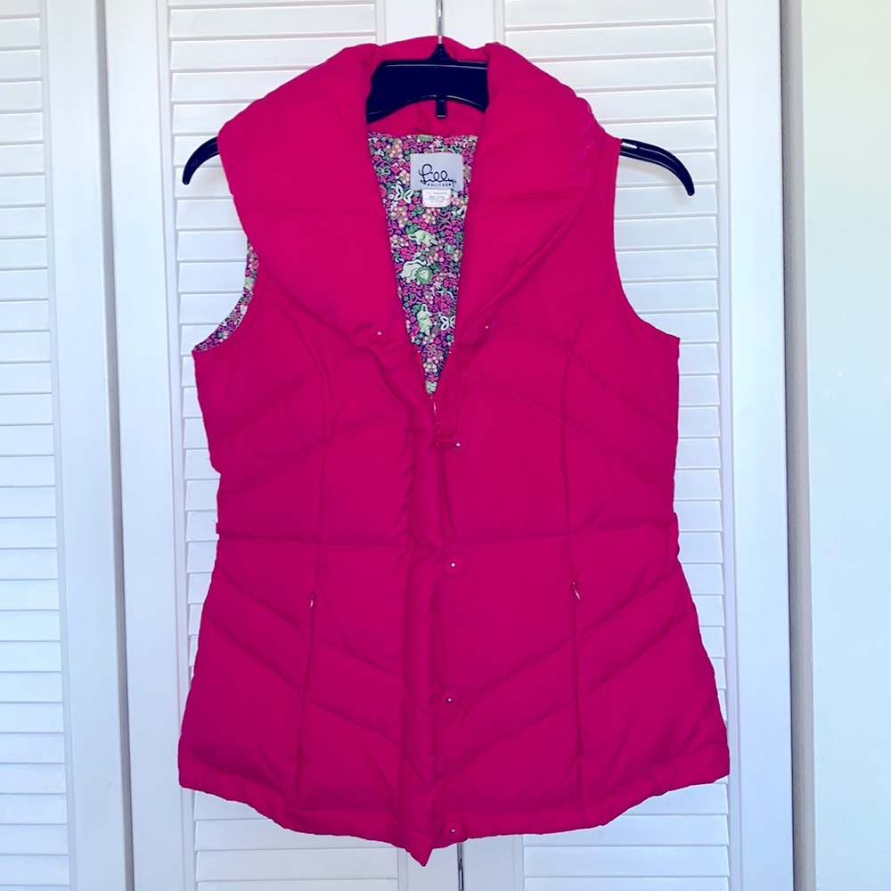 Lilly Pulitzer Pink Quilted Down Vest